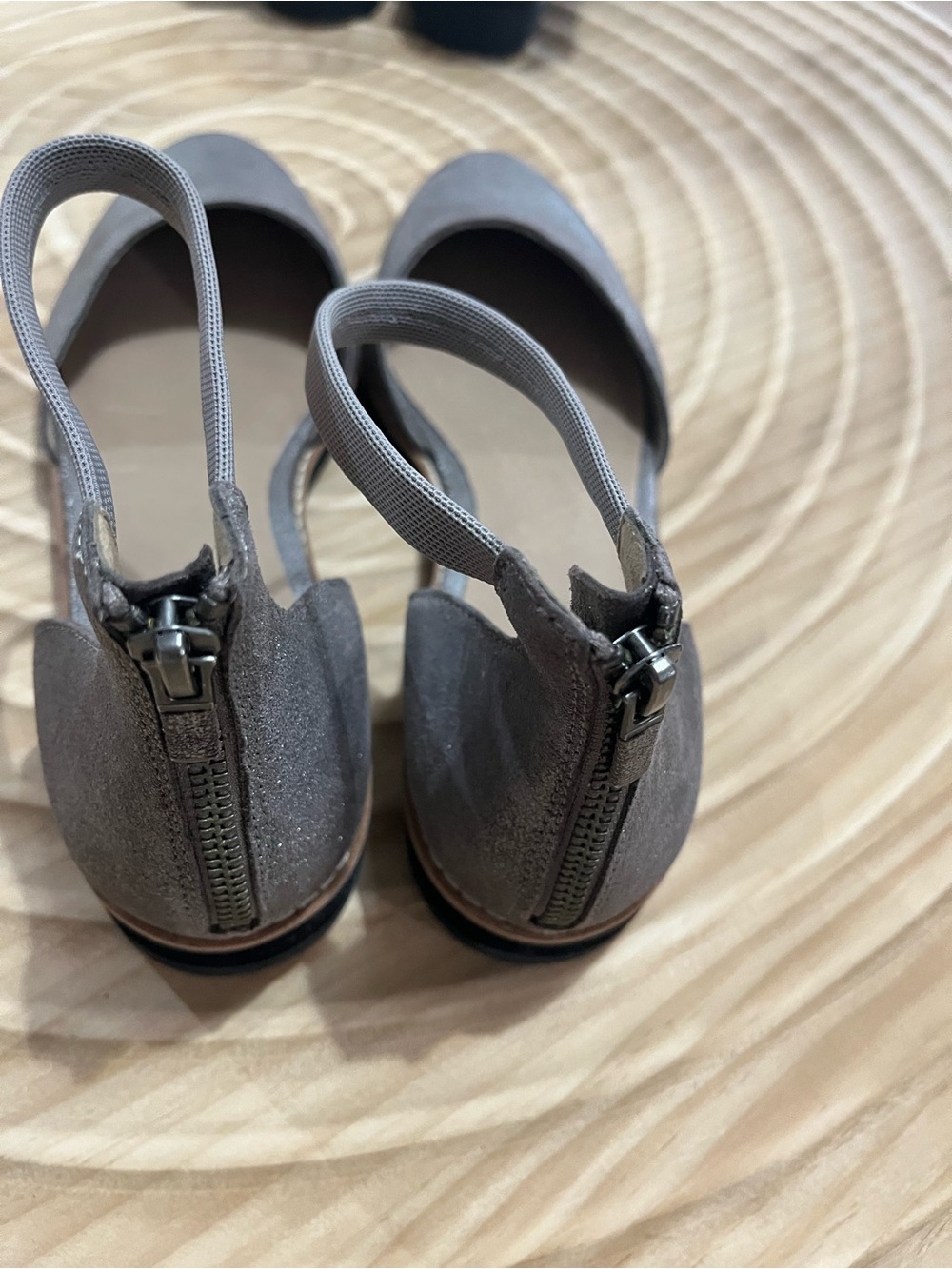 Eileen Fisher Metallic Taupe Ankle-Strap Flats - Picture 2 of 5
